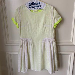 Lashes White Eyelet Dress with Neon Yellow Lining